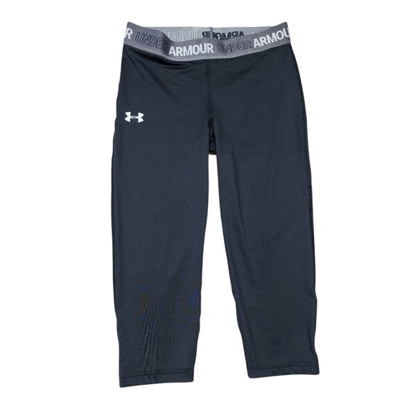 Under Armour Youth Black Capri Leggings YXL Polyester/Elastane‎ Sportswear - Picture 6 of 6